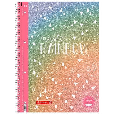 Тетрадь в клетку на пружине А4 Brunnen Колледж Premium Magic Rainbow, 90 гр/м2, 80 листов Розовый - 8